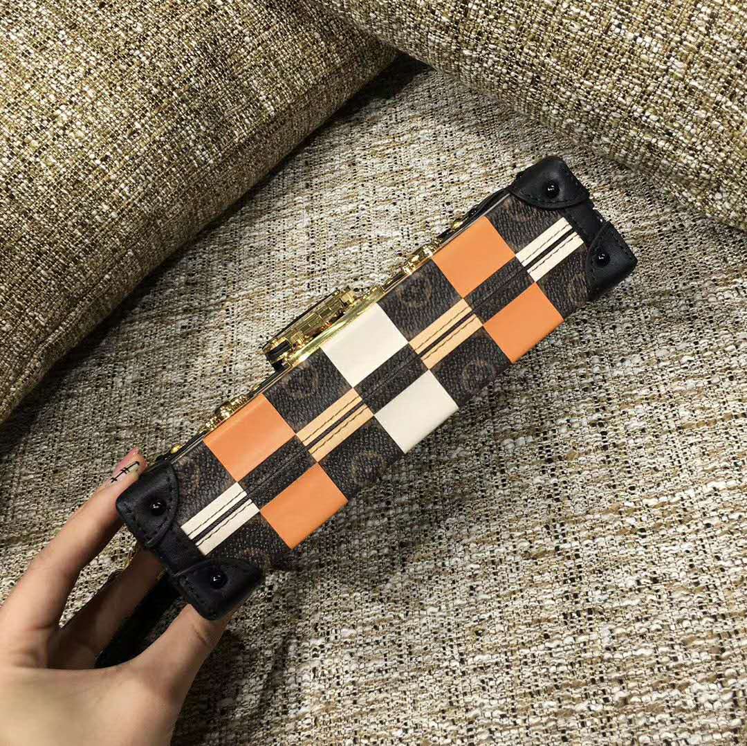 Louis Vuitton LV Women Petite Malle Handbag in Calfskin Leather-Brown