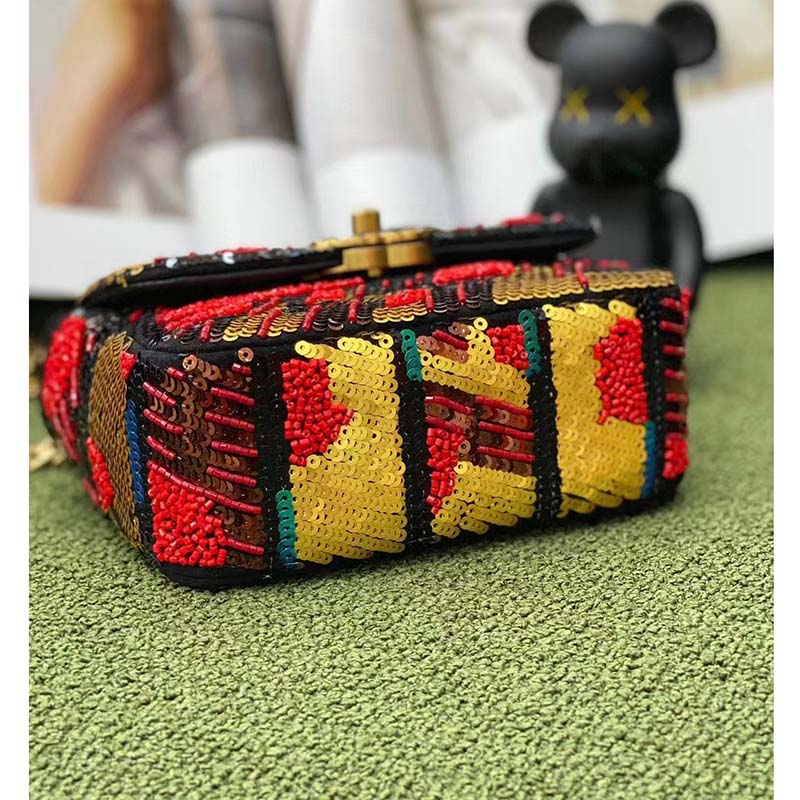 Chanel Women CC Only 1 Bag Set Of 4 Minis Bags Lambskin Sequins Glass Pearls