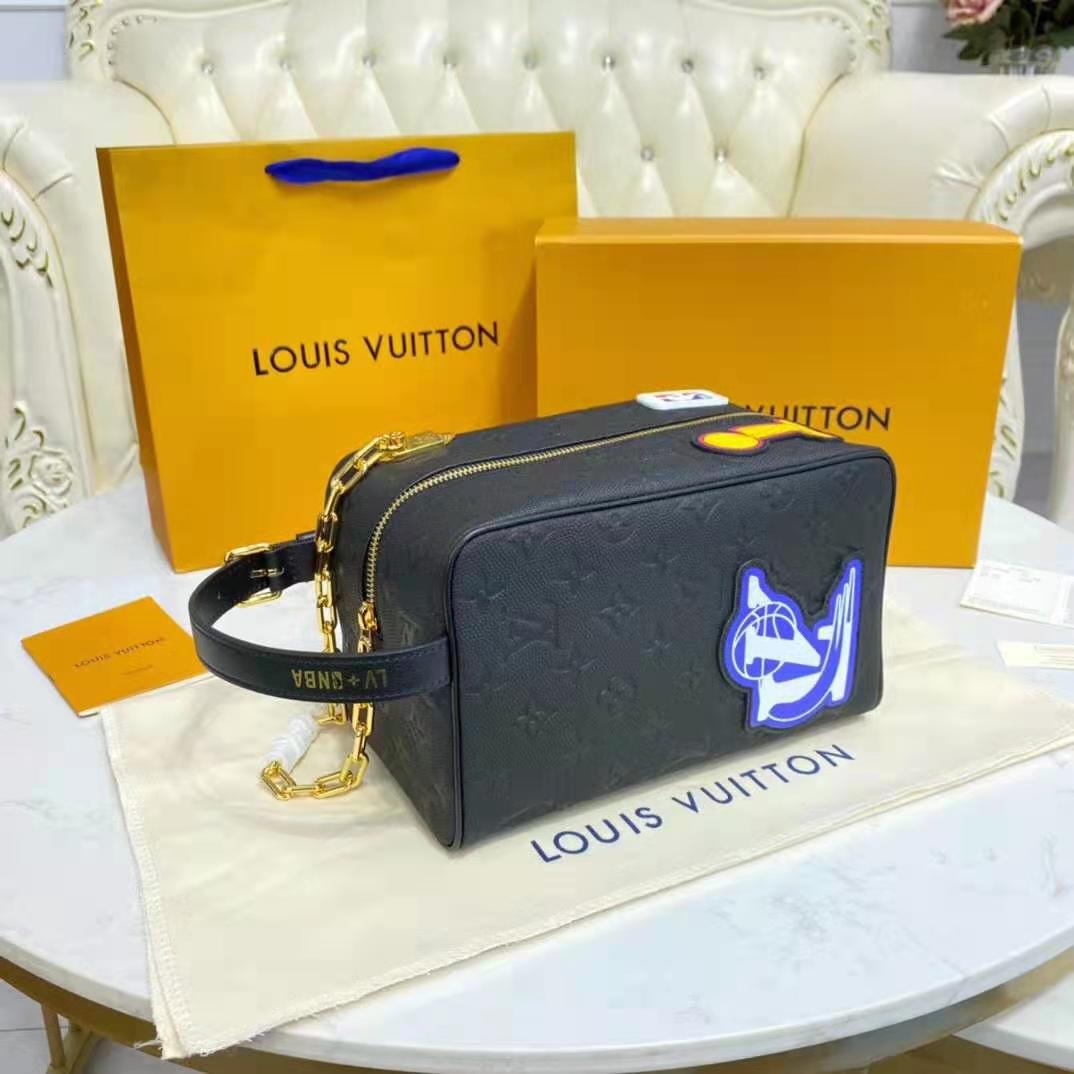 Louis Vuitton LV Unisex LV x NBA Cloakroom Dopp Kit Black Cowhide Leather
