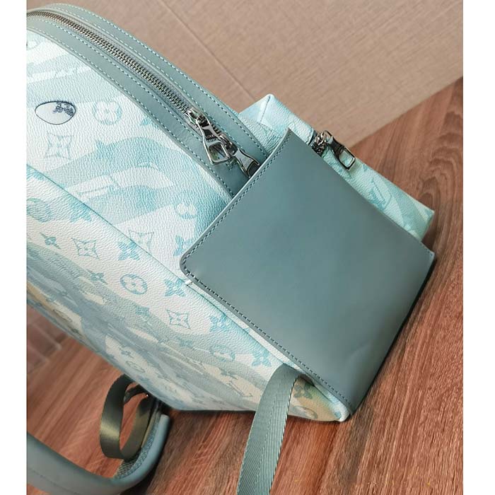 Louis Vuitton LV Unisex Discovery Backpack Crystal Blue Monogram Aquagarden Coated Canvas