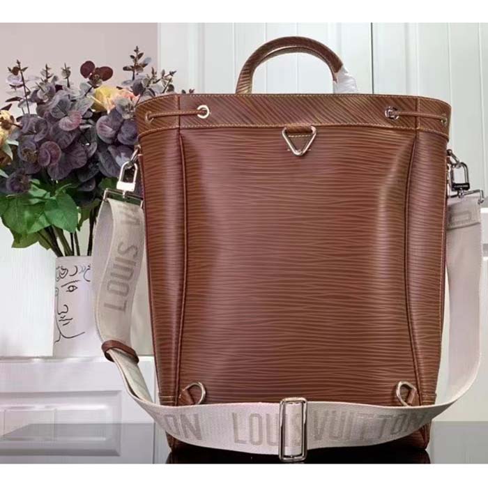 Louis Vuitton LV Unisex Maxi Noé Sling Cognac Calf Leather Drawstring Inside-Hook Closure Double Handle