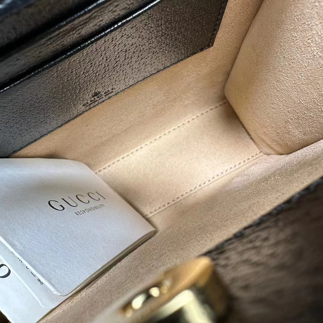 Gucci GG Women Gucci Diana Mini Tote Bag Double G Black Leather