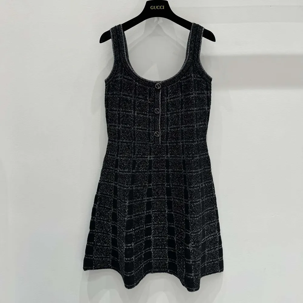 Gucci Women Wool and Lame Check Jacquard Dress 812132XKEDI1138