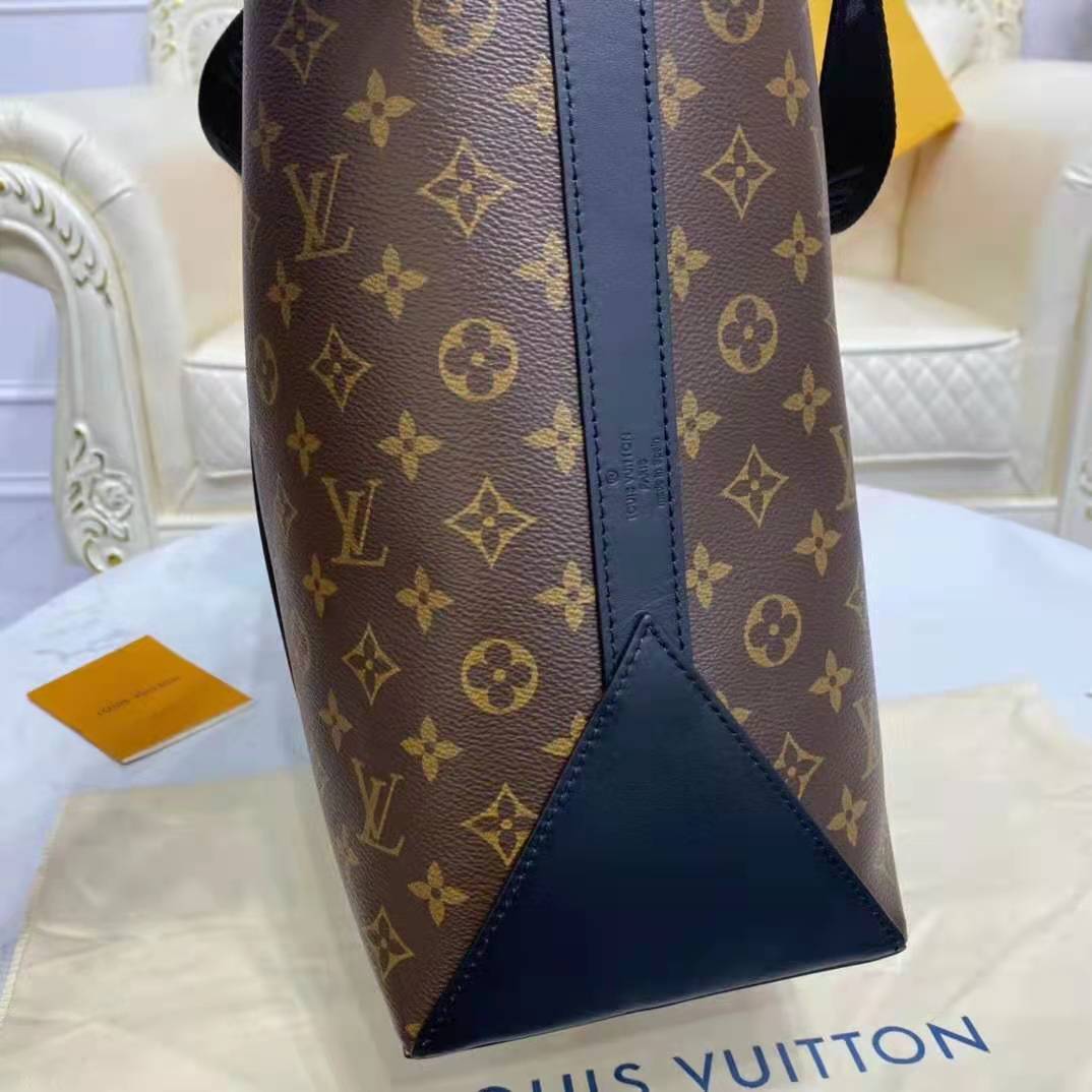 Louis Vuitton LV Unisex WeekEnd Tote GM Monogram Macassar Coated Canvas Cowhide Leather