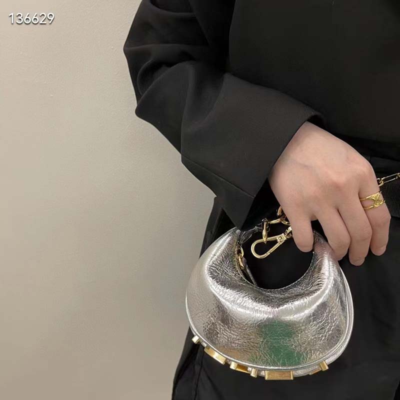 Fendi Women FF Fendigraphy Silver Leather Charm