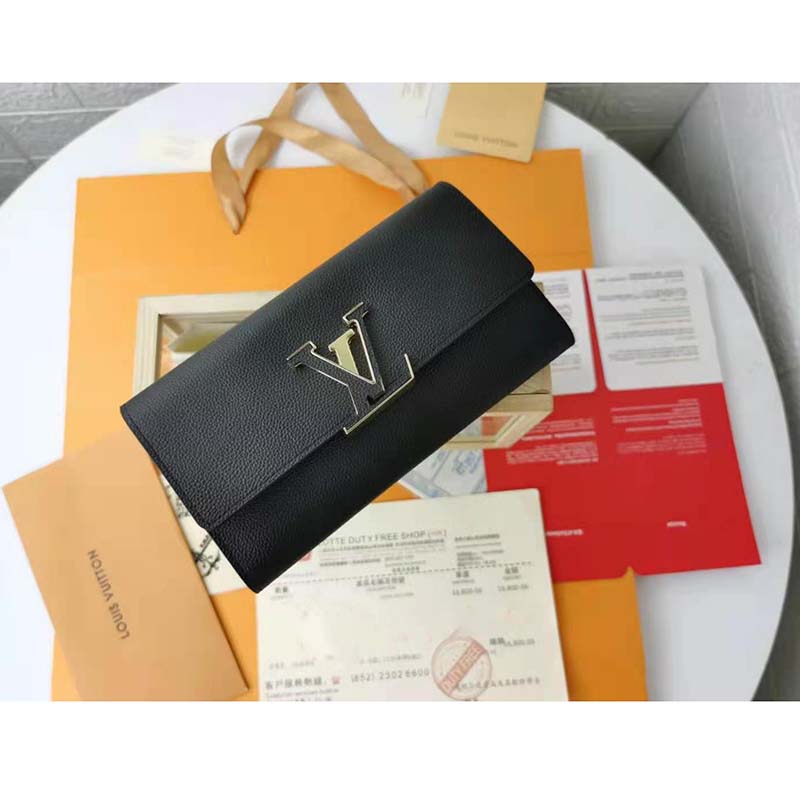Louis Vuitton LV Women Capucines Wallet Taurillon Leather Outside Cowhide Leather