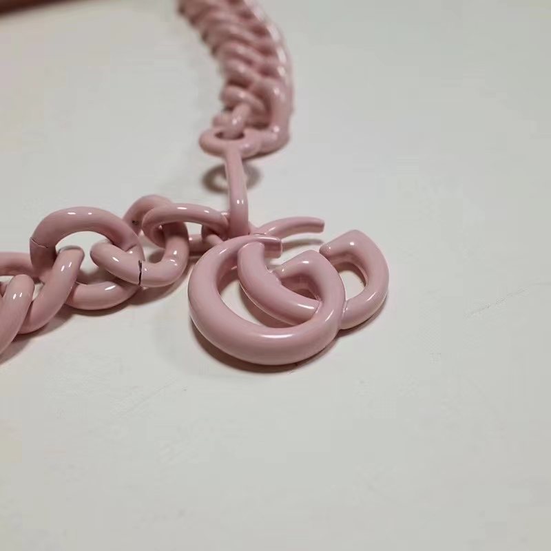 Gucci Women GG Marmont Belt Bag Pink Chevron Matelassé Leather Double G