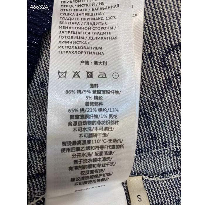 Gucci Women GG Cotton Jacquard Cardigan V-Neck Two Front Pockets