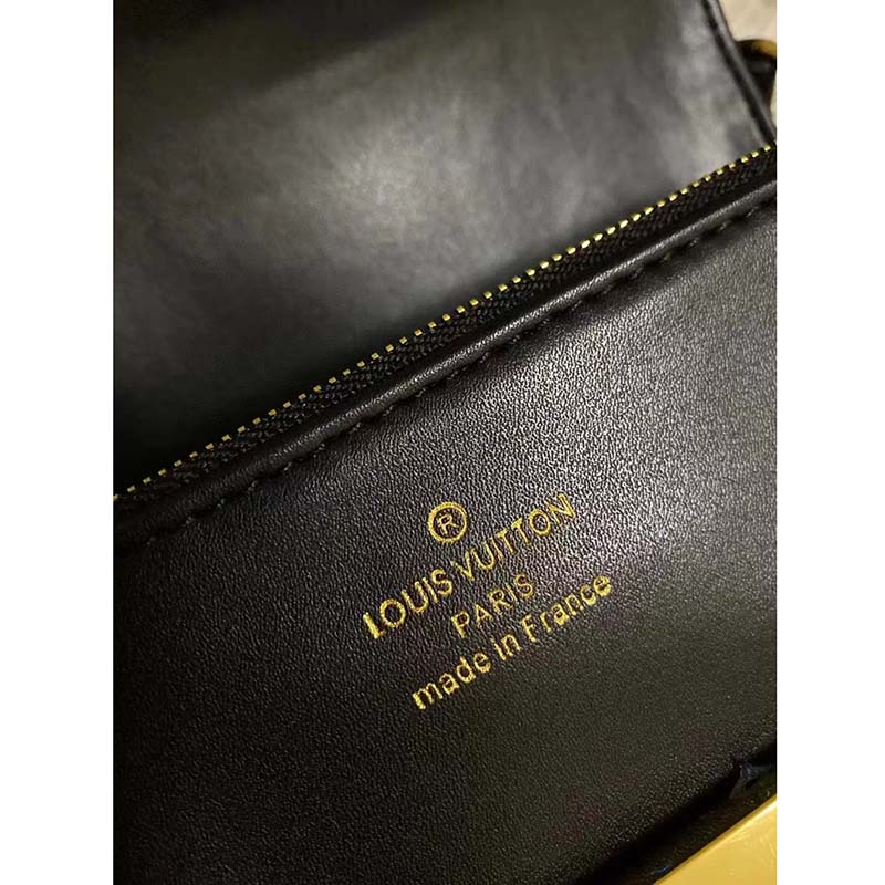 Louis Vuitton LV Women Swing Black Calfskin Leather Monogram Canvas S Lock