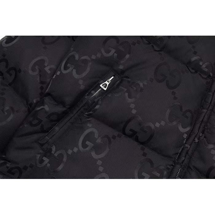Gucci Women Jumbo GG Canvas Down Jacket Black Jumbo GG Nylon Canvas