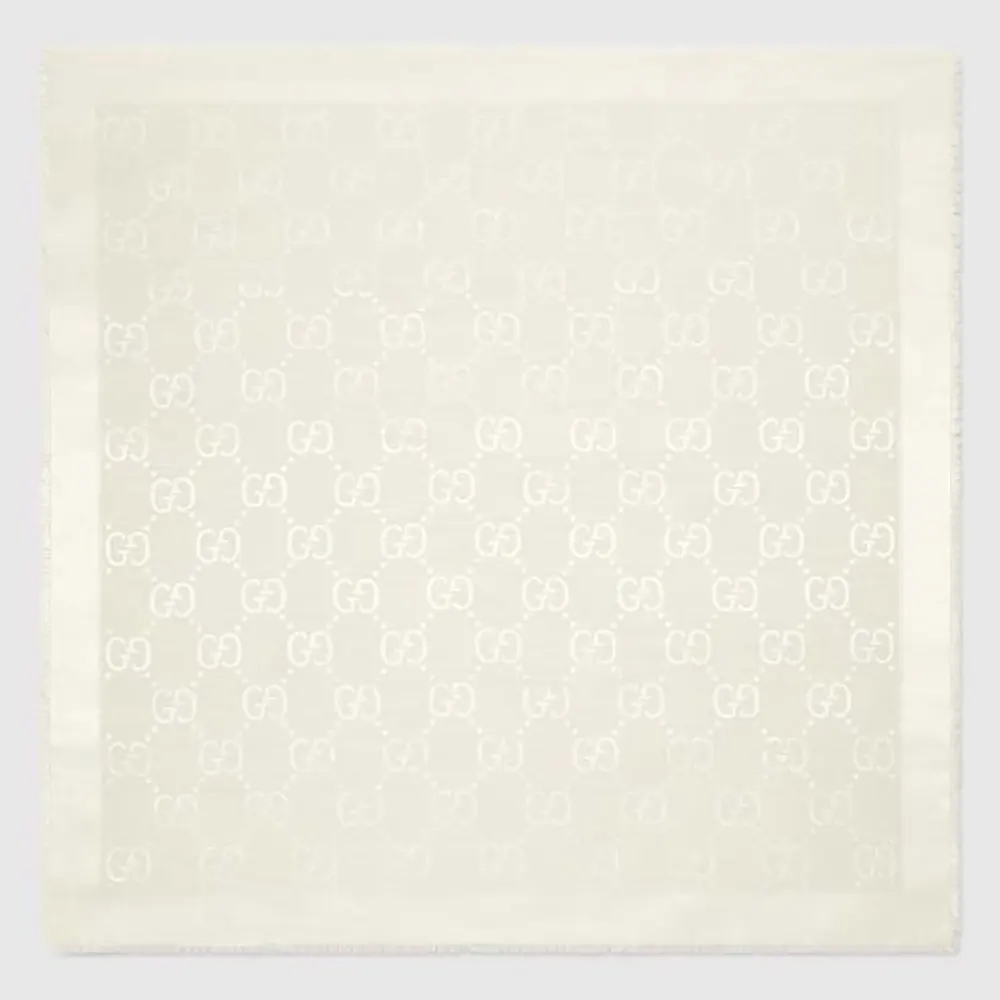 Gucci Unisex GG Jacquard Silk Wool Shawl-White 6636713GC439000