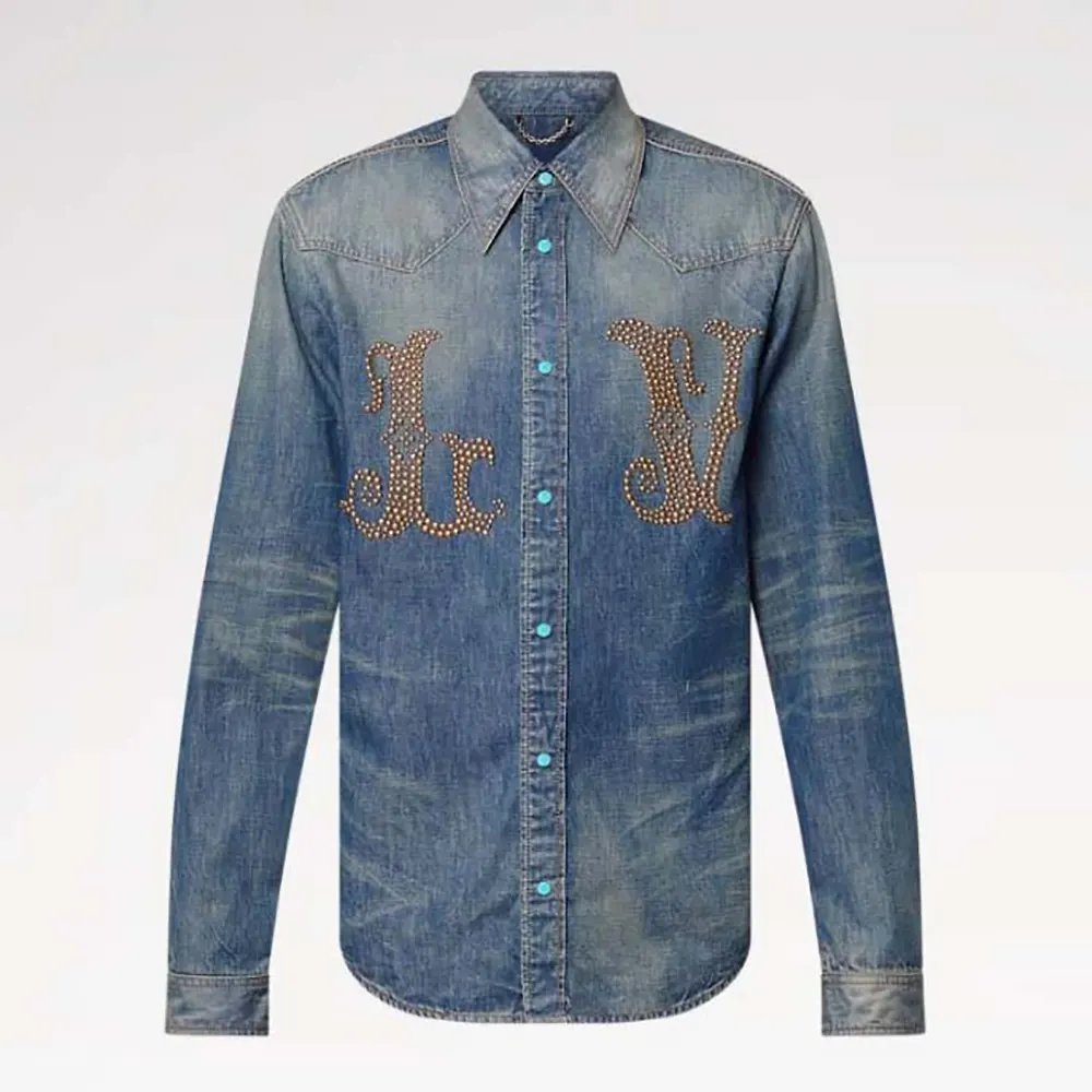 Louis Vuitton Women Fitted Long-Sleeved Denim Shirt 1AFXL5
