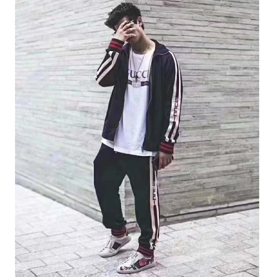 Gucci Men Technical Jersey Jacket-Black