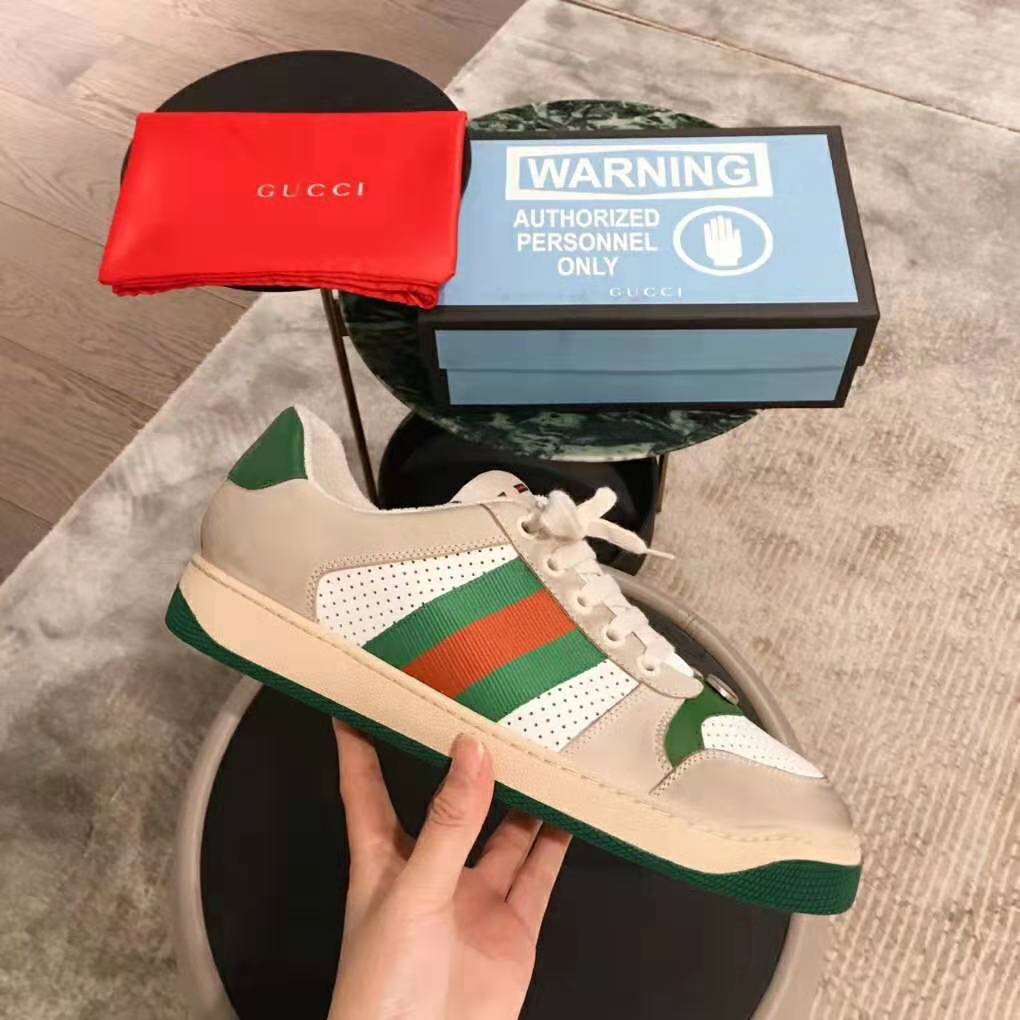 Gucci Unisex Screener Leather Sneaker 3cm Height-Green