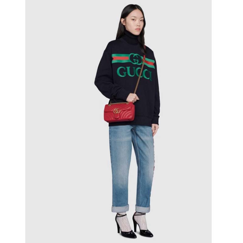 Gucci GG Women GG Marmont Matelassé Mini Bag Red Double G