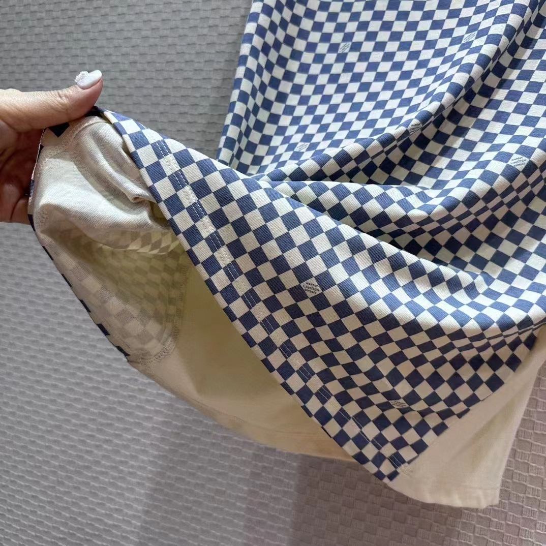 Louis Vuitton Men LV Damier Front T-Shirt Cotton Creamy White 1AFPA0