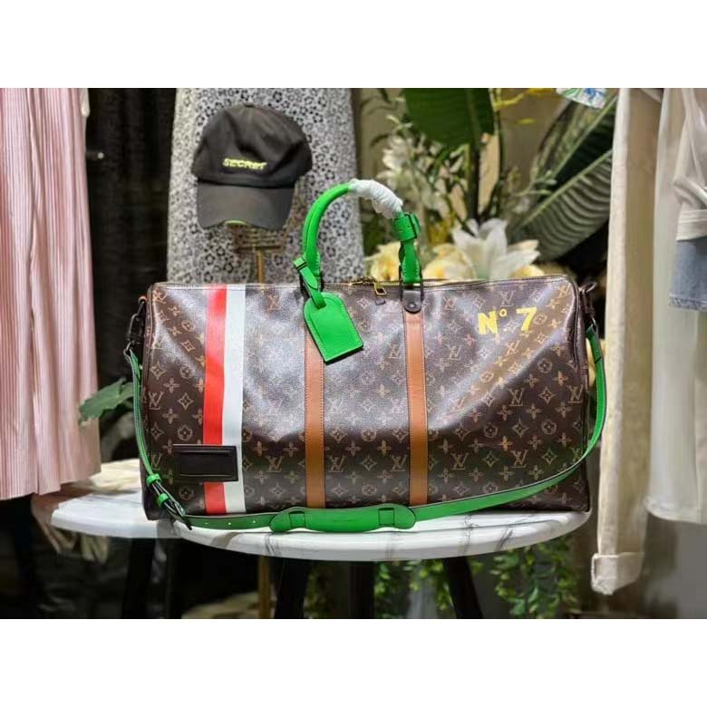 Louis Vuitton LV Unisex Keepall 55 Monogram Coated Canvas Cowhide Leather