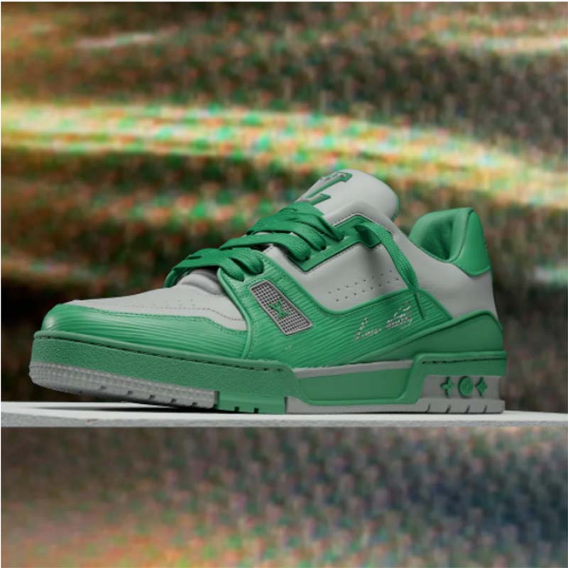 Louis Vuitton Unisex LV Trainer Sneaker Green Epi Calf Leather Rubber Outsole