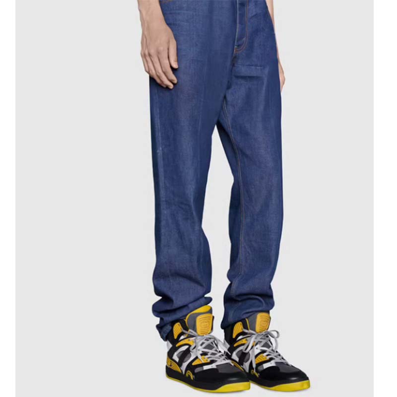 Gucci Unisex GG Gucci Basket Sneaker Black Demetra Rubber Interlocking Grey Mesh