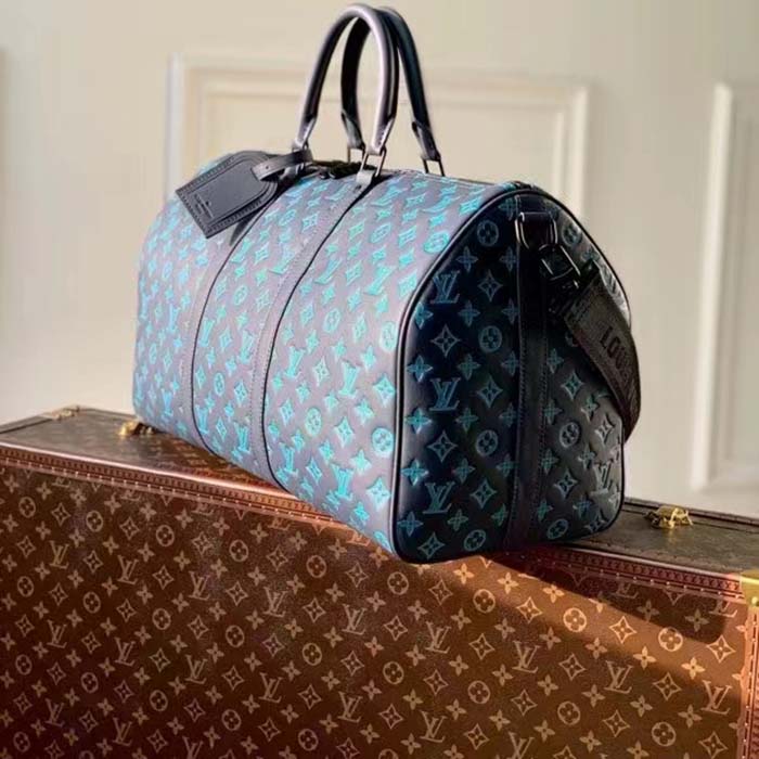Louis Vuitton LV Unisex Keepall Bandoulière 50 Navy River Blue Calf Leather Cowhide