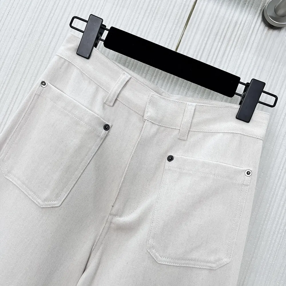 Dior Women Flared Jeans Ecru Cotton Denim with Dior Oblique Interior