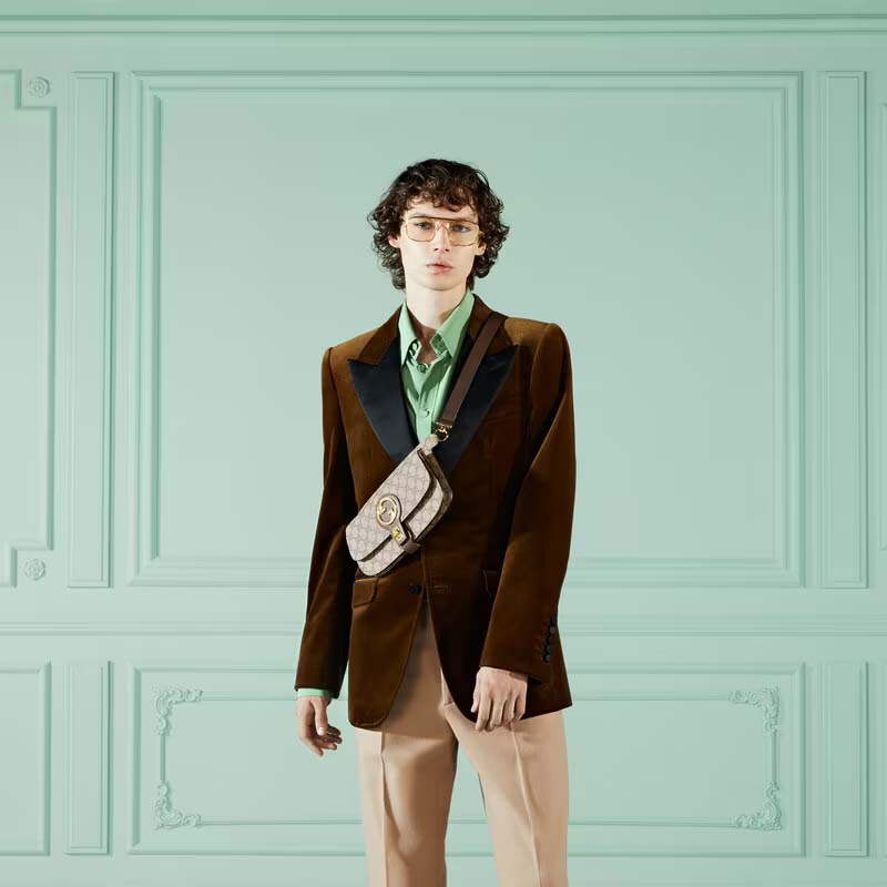 Gucci Unisex Blondie Belt Bag Beige Ebony GG Supreme Canvas Interlocking G