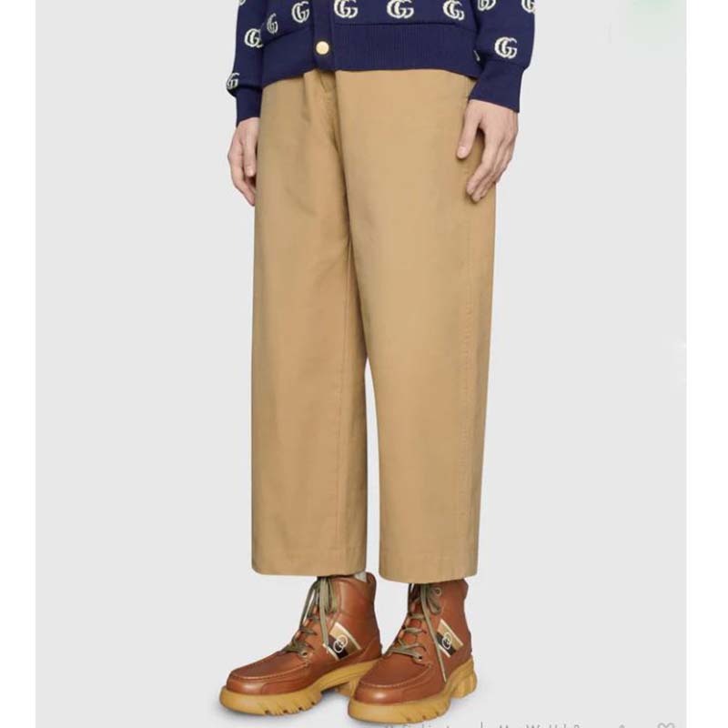 Gucci Unisex Ankle Boot with Interlocking G Cuir Leather Interlocking G Jacquard Stripe