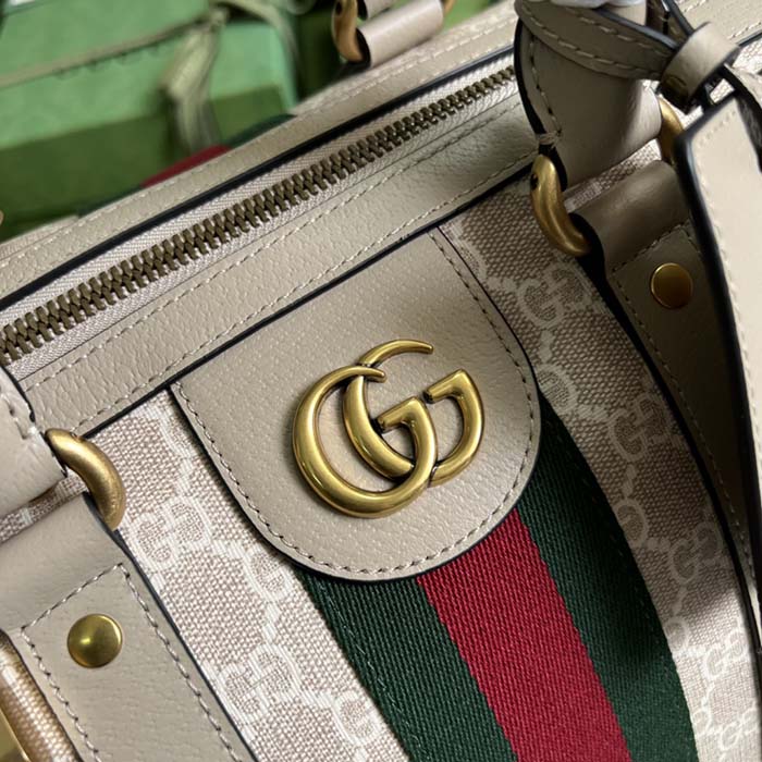 Gucci Unisex Gucci Savoy Duffle Bag Beige White GG Supreme Canvas Double G