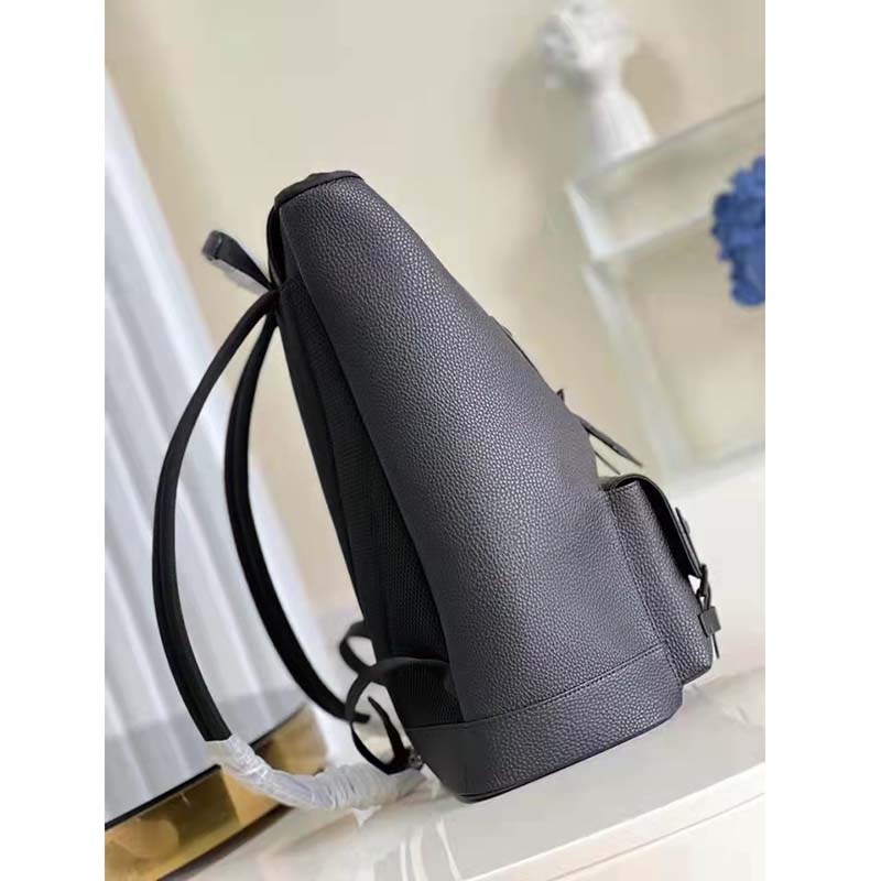 Louis Vuitton LV Unisex Christopher Slim Backpack Black Taurillon Cowhide Leather
