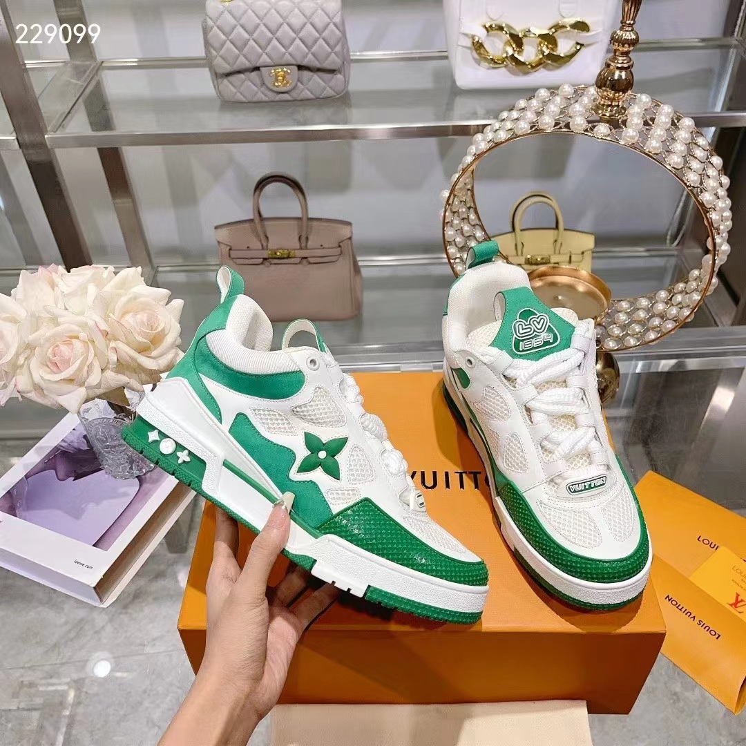 Louis Vuitton Unisex LV Skate Sneaker Mix of Materials Technical Mesh Plain Suede Calf Leather