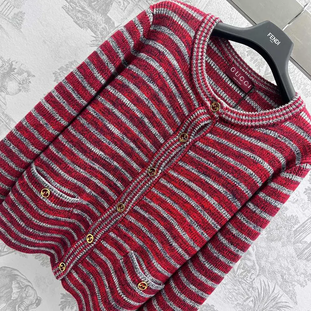 Gucci Women Wool Cotton Crewneck Cardigan 813829XKEI16549