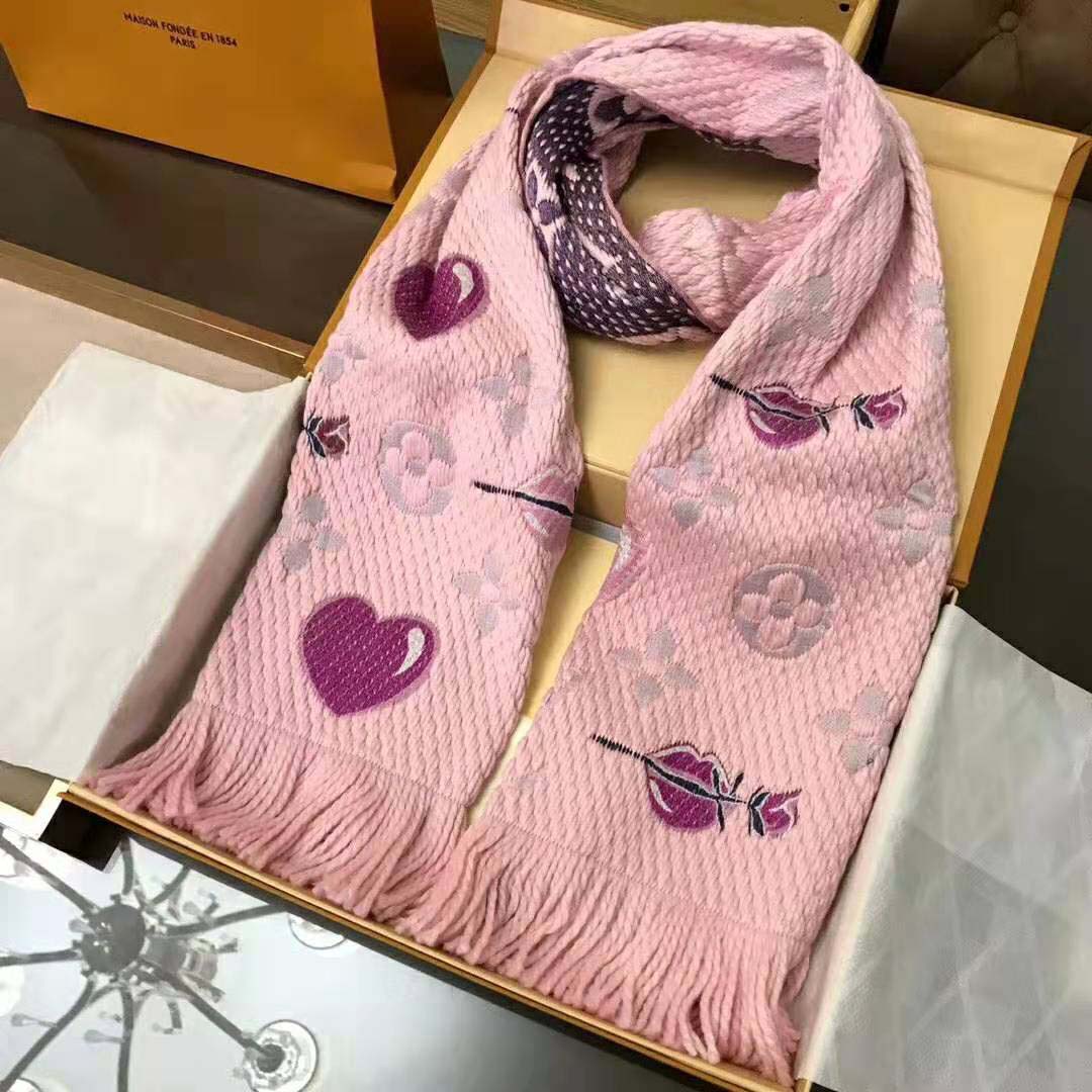 Louis Vuitton LV Women Logomania A La Folie Scarf with Silk Wool-Pink