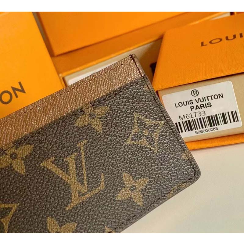 Louis Vuitton LV Unisex Card Holder Wallet Brown Monogram Coated Canvas