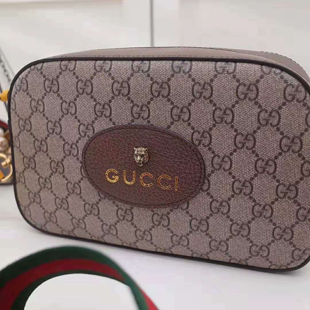 Gucci GG Women GG Supreme Messenger Bag in Beige/Ebony GG Supreme Canvas