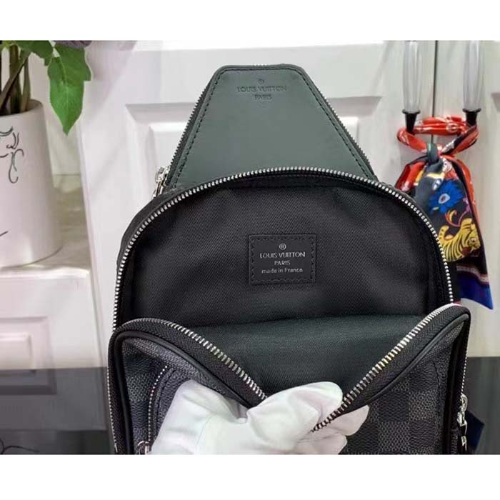 Louis Vuitton LV Unisex Avenue Slingbag NM Damier Graphite Coated Canvas Cowhide Leather