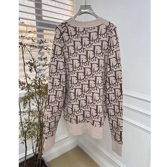 Dior Men CD Dior Oblique Cardigan Beige Brown Wool Jacquard Reference: 213M233AT662_C187
