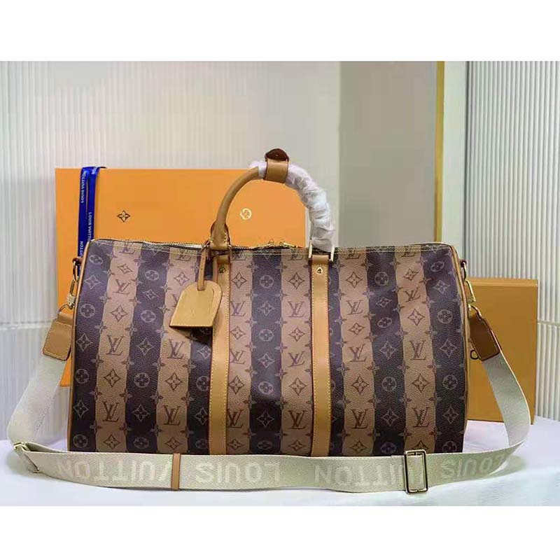 Louis Vuitton LV Unisex Keepall Bandoulière 50 Travel Bag Brown Canvas