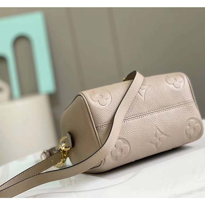 Louis Vuitton LV Women Speedy Bandoulière 20 Crème Beige Embossed Grained Cowhide Leather