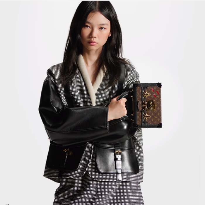 Louis Vuitton Unisex LV Petite Malle Capitale Monogram Coated Canvas Cowhide Leather S-Lock