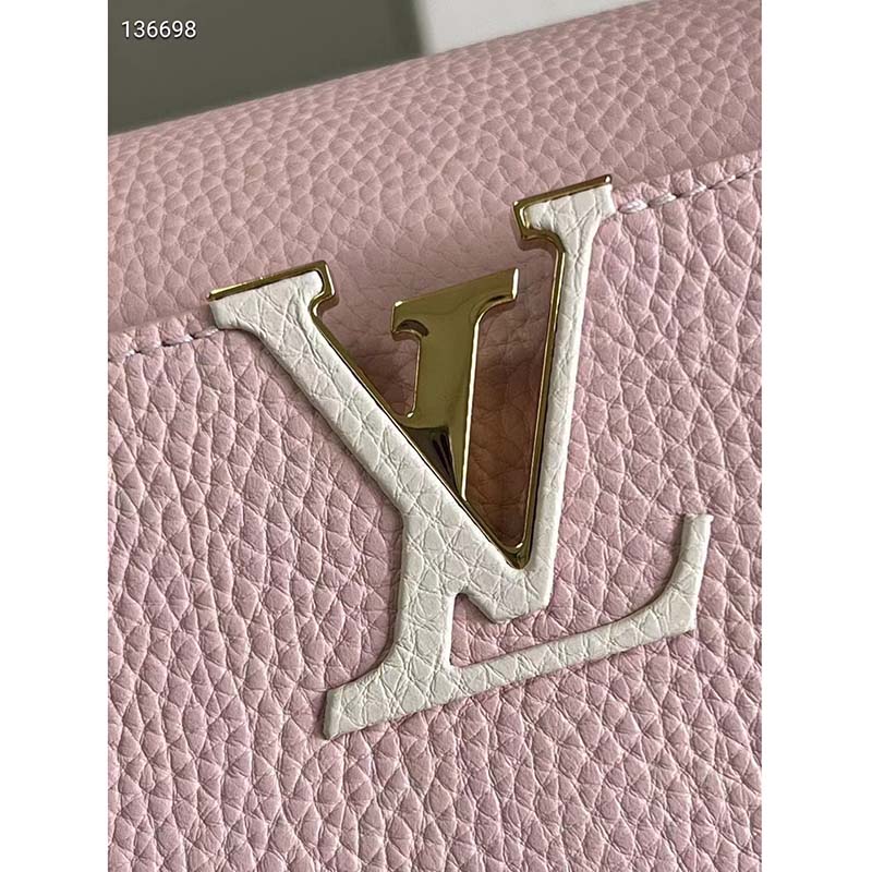 Louis Vuitton LV Women Capucines MM Handbag Pink Taurillon Leather Canvas