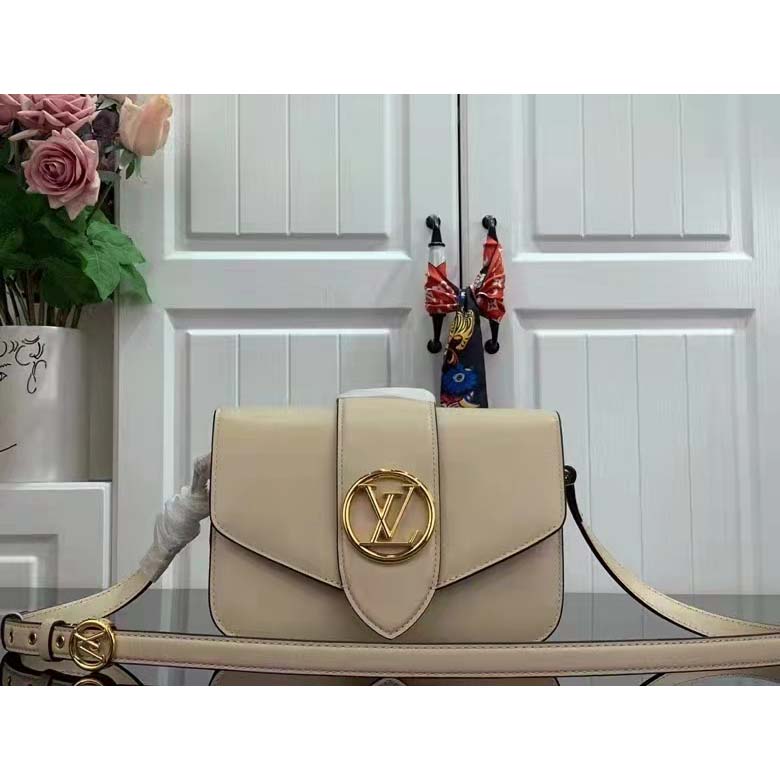 Louis Vuitton LV Women Pont 9 Handbag Cream Smooth Calfskin Cowhide Leather