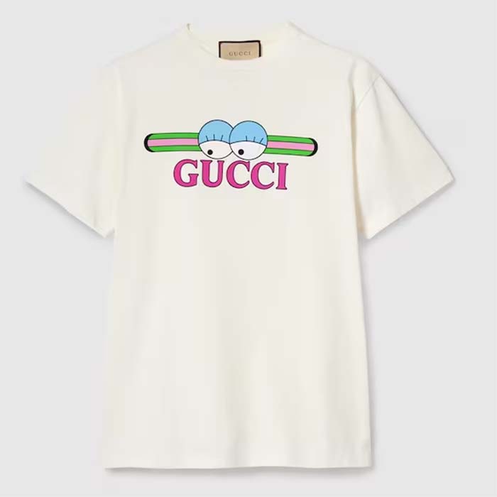 Gucci Men GG Cotton Jersey T-Shirt Print White Crewneck Short Sleeves