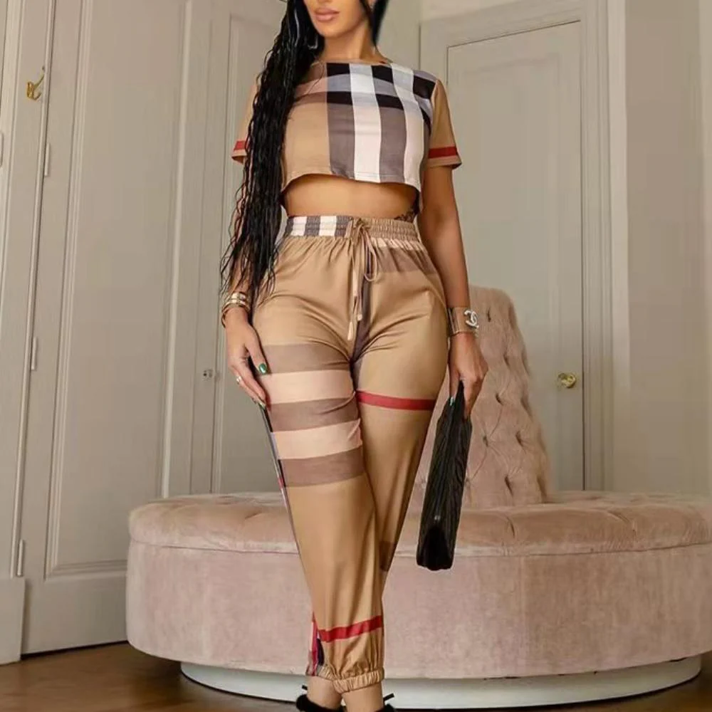 New High Quality Small Fresh Suit Stripes Elegant Casual Two-piece 1024060512