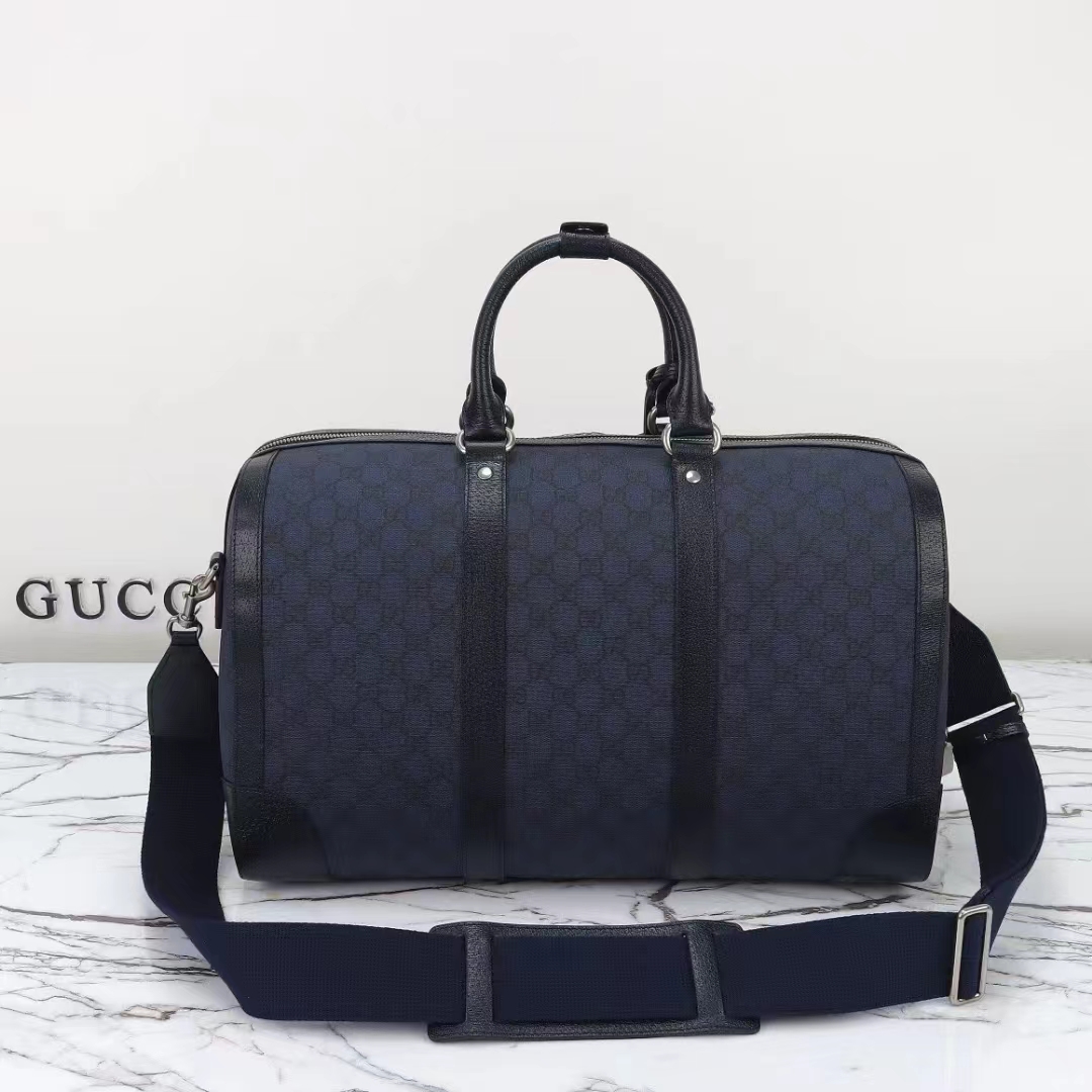 Gucci Unisex GG Savoy Small Duffle Bag Blue Black GG Supreme Canvas