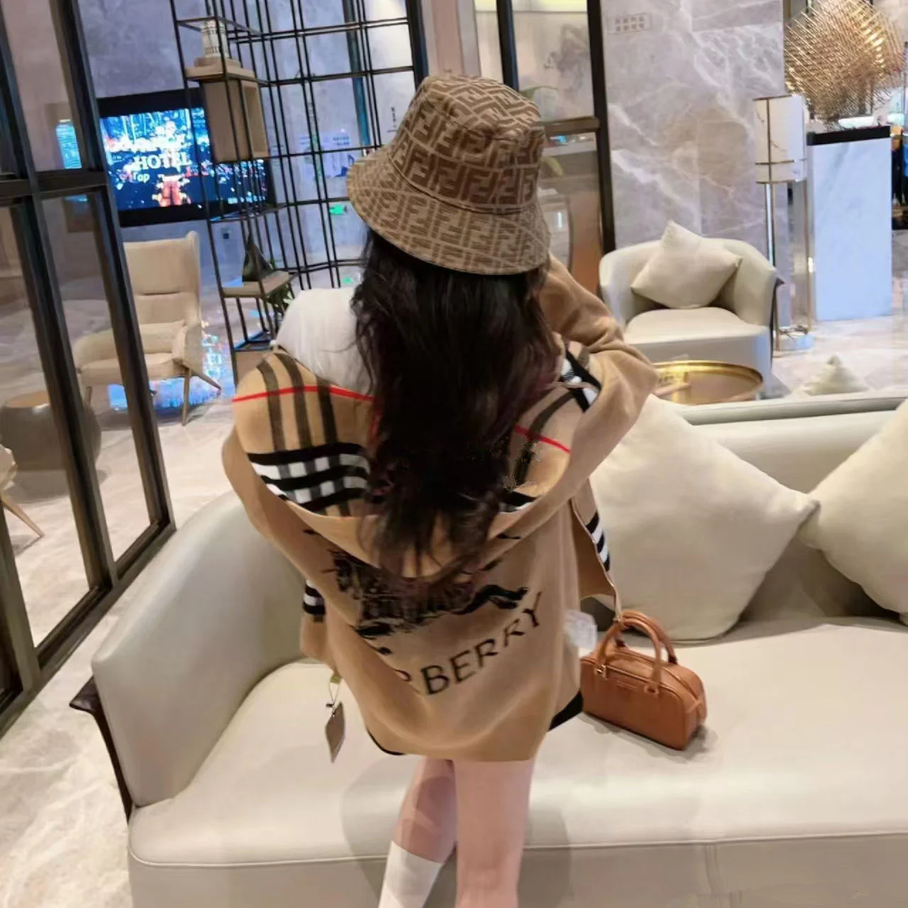 Classic double-sided hooded loose cardigan 1024102321