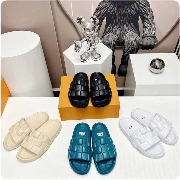 Louis Vuitton LV Unisex Waterfront Mule Beige Maxi Damier Rubber Waterproof Rubber