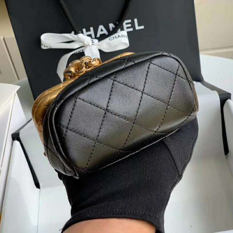 Chanel Women Small Kiss-Lock Bag Lambskin & Gold-Tone Metal