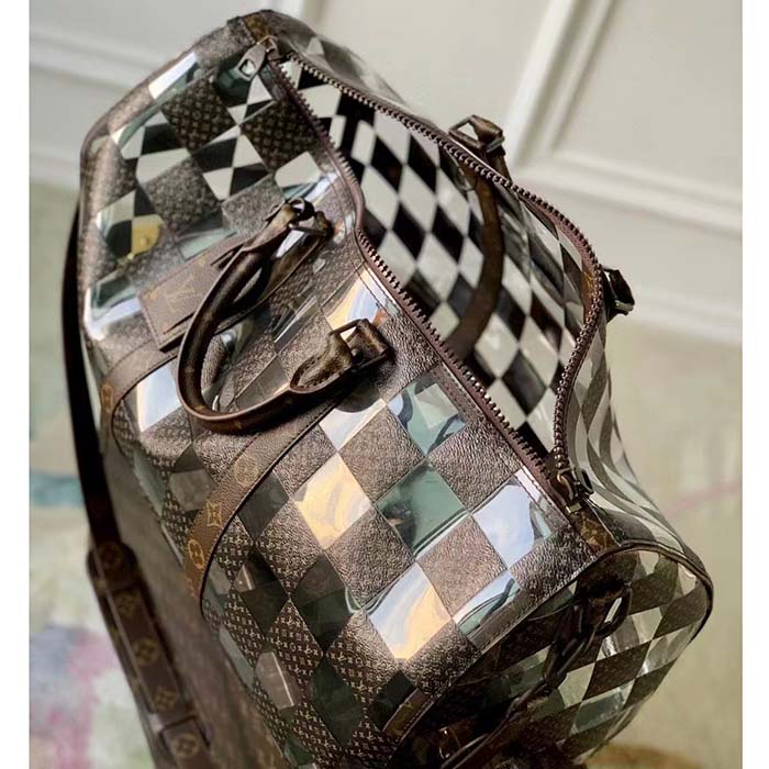 Louis Vuitton LV Unisex Keepall Bandoulière 50 Travel Bag Monogram Chess Coated Canvas PVC