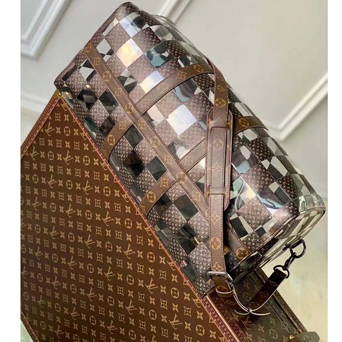 Louis Vuitton LV Unisex Keepall Bandoulière 50 Travel Bag Monogram Chess Coated Canvas PVC