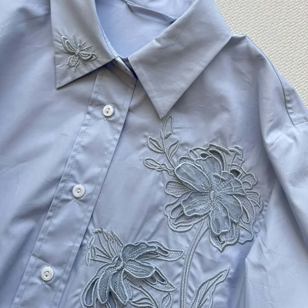 Gucci Women Cotton Poplin Shirt with Embroidery 835799Z7ADR